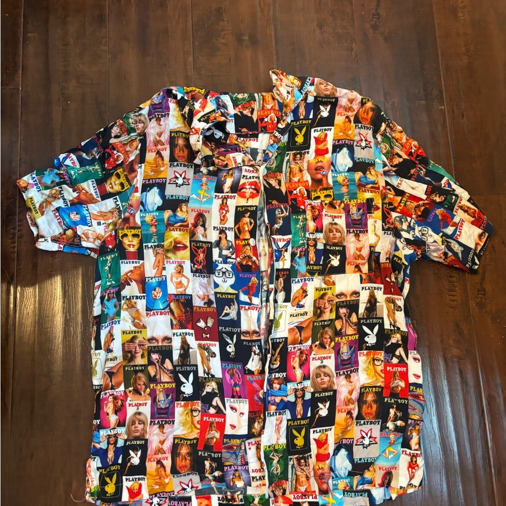 PLAYBOY Red and Blue Casual Button Down Shirt